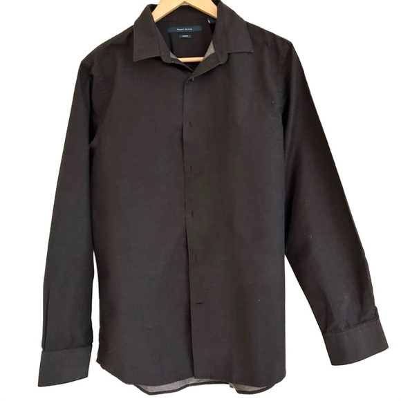 PERRY ELLIS Men’s Black Button Down Dress Shirt - Picture 1 of 6